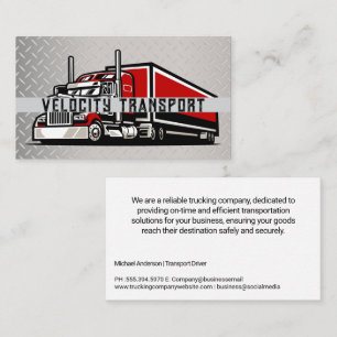 Tarjeta De Visita Compañía de camiones   Semi 18 Wheeler   Acero