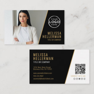 Tarjeta De Visita Compañía de Código QR de Foto Profesional Su Logot