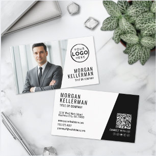 Tarjeta De Visita Compañía de Código QR de Foto Profesional Su Logot