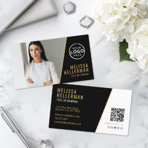 Tarjeta De Visita Compañía de Código QR de Foto Profesional Su Logot