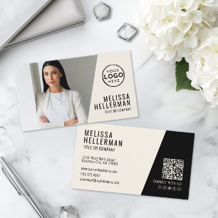 Tarjeta De Visita Compañía de Código QR de Foto Profesional Su Logot