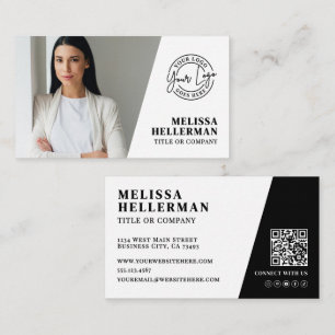 Tarjeta De Visita Compañía de Código QR de Foto Profesional Su Logot
