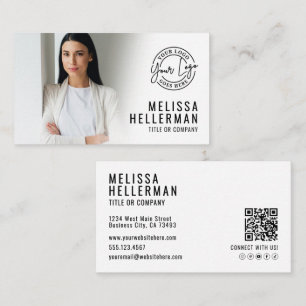 Tarjeta De Visita Compañía de Código QR de Foto Profesional Tu Logo