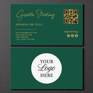Tarjeta De Visita Compañía de códigos QR con el logotipo de oro verd