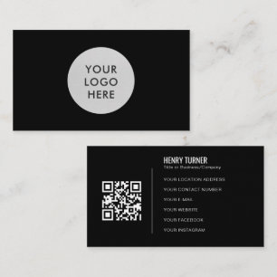Tarjeta De Visita Compañía de códigos QR con logotipo negro profesio
