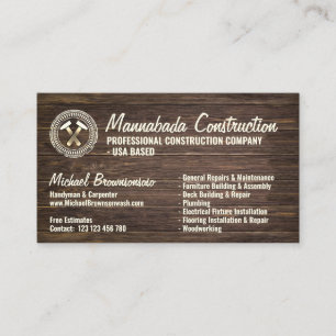 Tarjeta De Visita Compañía de Construcción de Madera