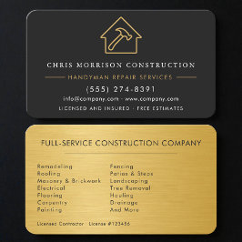 Tarjeta De Visita Compañía de Construcción de Oro Negro Moderno