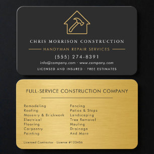 Tarjeta De Visita Compañía de Construcción de Oro Negro Moderno
