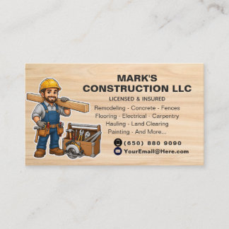 Tarjeta De Visita Compañía de Construcción Hombre de Herramientas Co