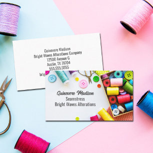 Tarjeta De Visita Compañía de costura de hilo colorido costurera
