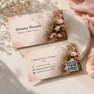 Tarjeta De Visita Compañía de Flores Moderna color rosa