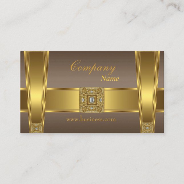 Tarjeta De Visita Compañía de Joyas Gold Brown (Anverso)