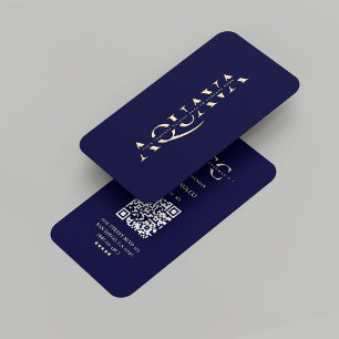 Tarjeta De Visita Compañía de Monograma Moderno Midnight Blue Gold