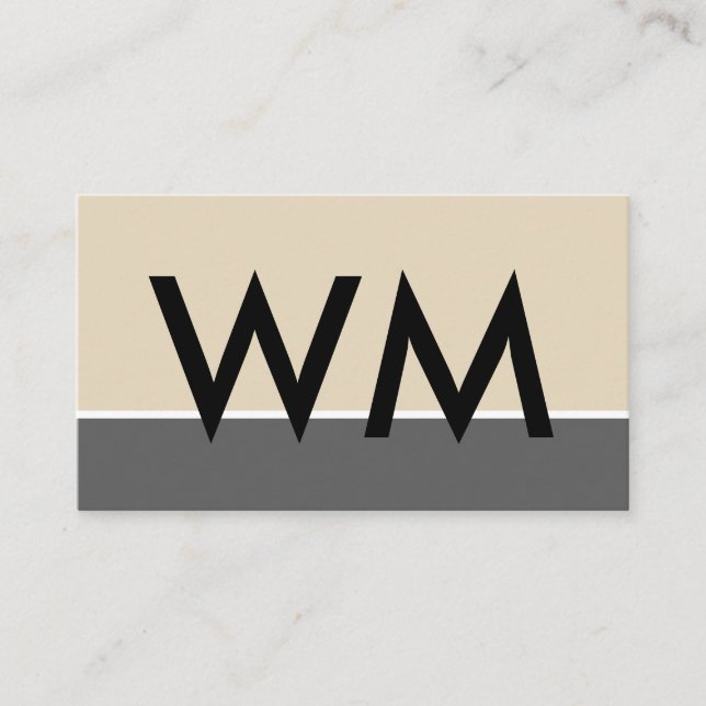 Tarjeta De Visita Compañía de monograma negrita Beige Gray (Anverso)