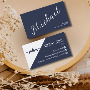 Tarjeta De Visita Compañía de Piloto Profesional Marina Aviación Azu