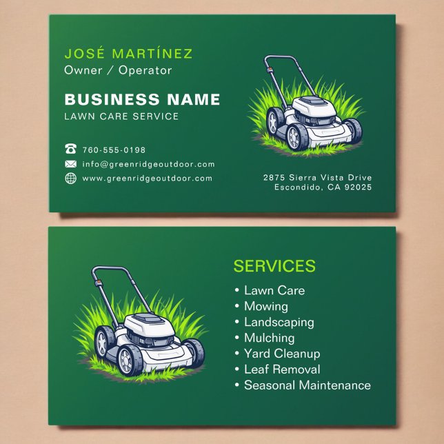 Tarjeta De Visita Compañía de Servicio de Césped Personalizado (Subido por el creador)