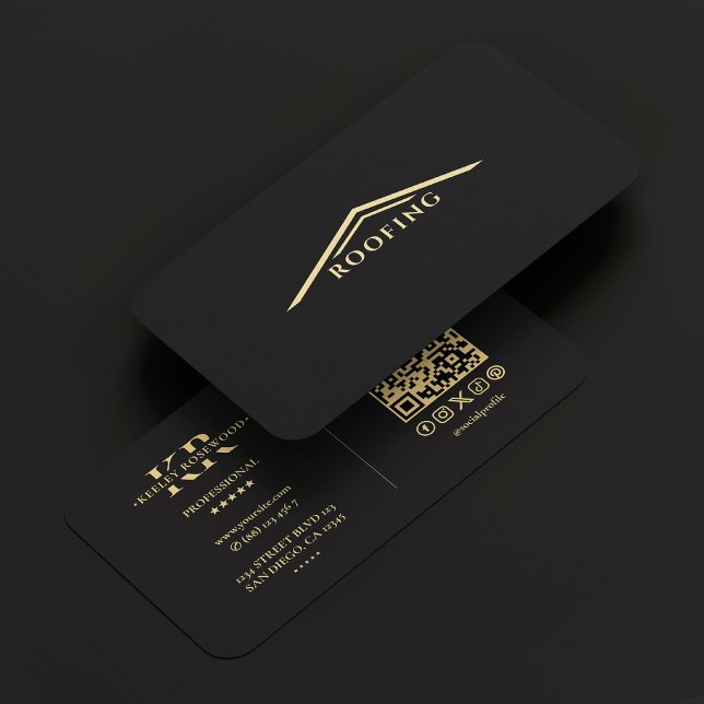 Tarjeta De Visita Compañía de techos profesional Elegante Negro (Subido por el creador)