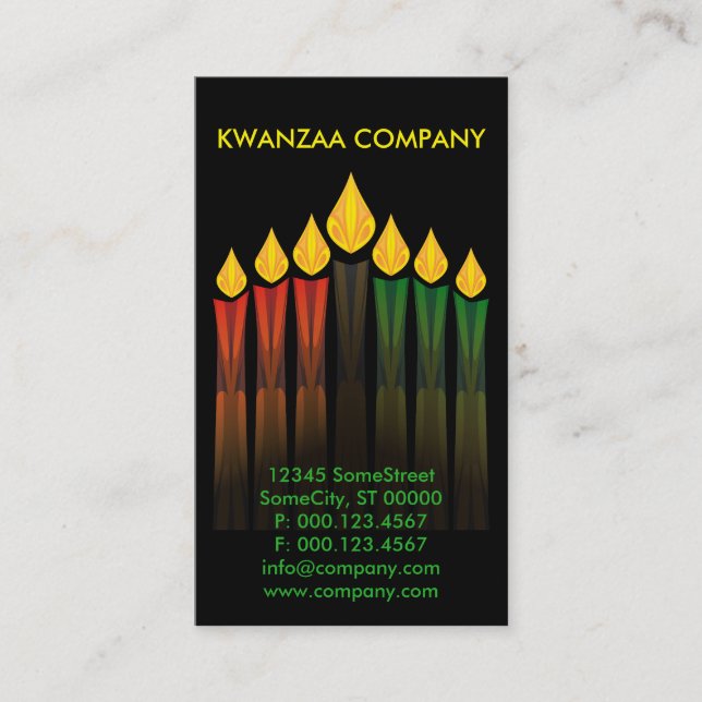 Tarjeta De Visita compañía de velas de kwanzaa (Anverso)