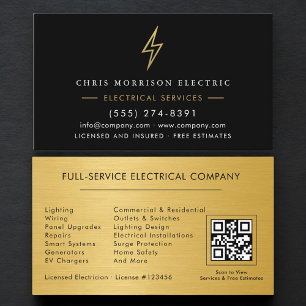 Tarjeta De Visita Compañía Eléctrica Código QR Electricista