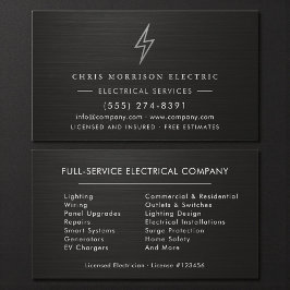 Tarjeta De Visita Compañía Eléctrica Electricista Metálico Profesion