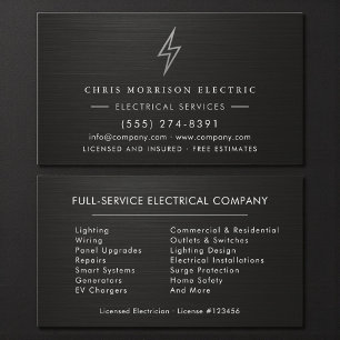Tarjeta De Visita Compañía Eléctrica Electricista Metálico Profesion