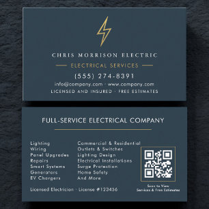 Tarjeta De Visita Compañía Eléctrica Premium Blue Gold