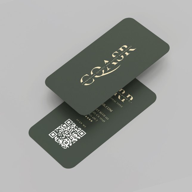 Tarjeta De Visita Compañía moderna Dark Green Gold Profesional (Modern Company Monogram Dark Green Gold Professional Marketing Business Card)