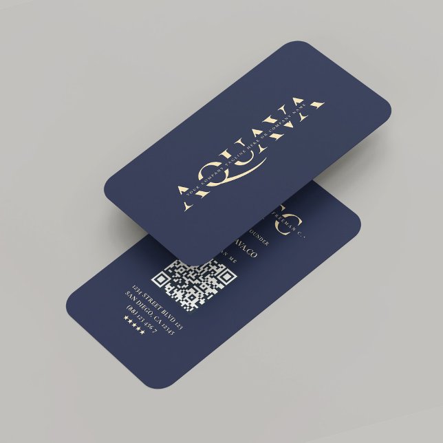 Tarjeta De Visita Compañía moderna Monograma Elegante Azul oscuro (Modern Company Monogram Dark Blue Gold Business Card
)