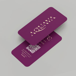Tarjeta De Visita Compañía moderna Monograma Lujo Purple Gold