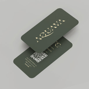 Tarjeta De Visita Compañía moderna Monograma Oro verde oscuro
