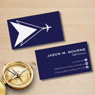 Tarjeta De Visita Compañía Profesional Piloto Azul Marino Aviación 