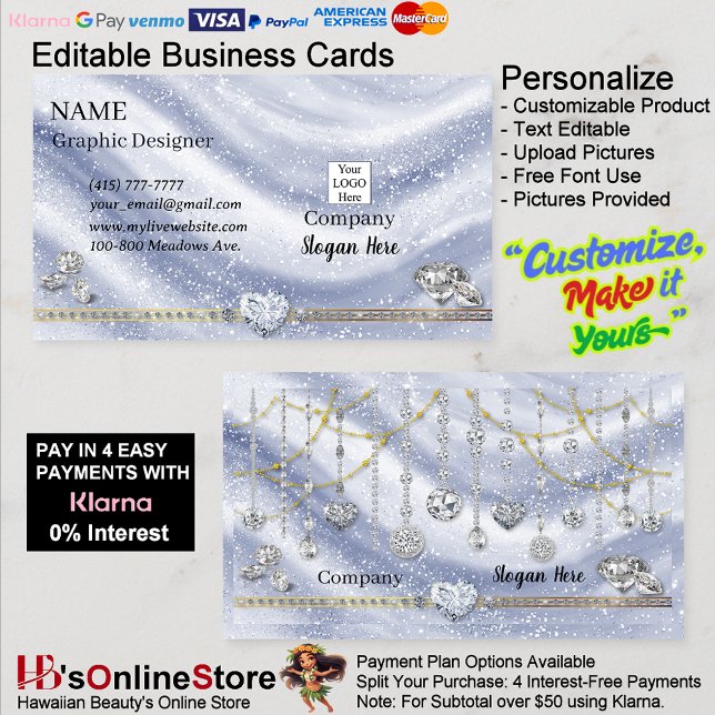 Tarjeta De Visita Company Silver Gold Elegant Sparkle Diamond   (Company Silver Gold Elegant Sparkle Diamond Business Card.)