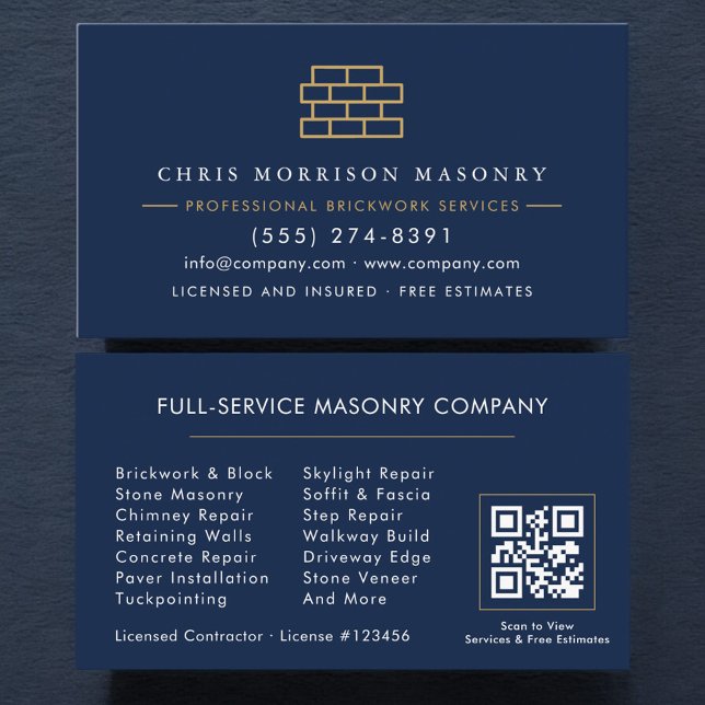 Tarjeta De Visita Company Stone Masonry QR Code  (Subido por el creador)