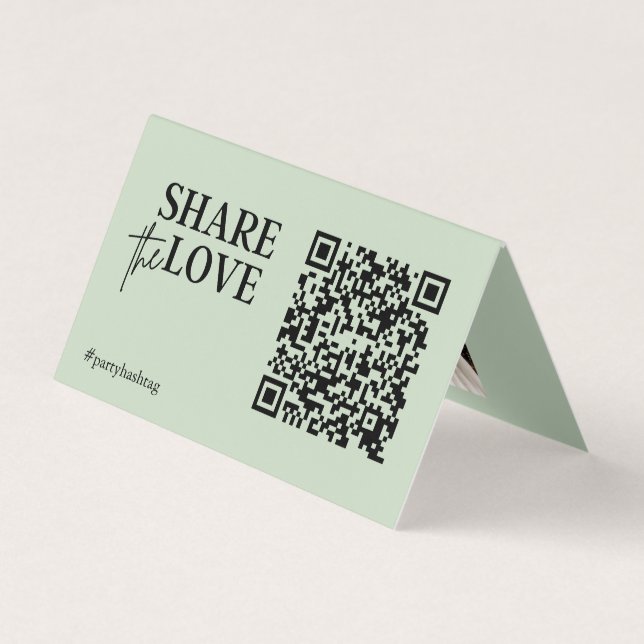 Tarjeta De Visita Comparte fotos del Boda de amor Código QR Sage Gre (Anverso)