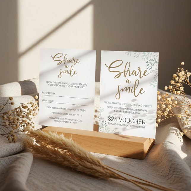 Tarjeta De Visita Compartir un programa de derivación dental de sonr (Share a Smile Dental Referral Program Business Card)