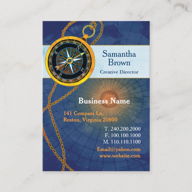 Tarjeta De Visita Compass Blue Professional (Anverso)