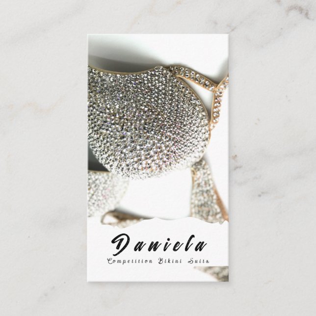 Tarjeta De Visita Competencia de fitness en bikini de cristal para b (Anverso)