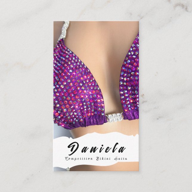 Tarjeta De Visita Competencia de fitness en bikini de cristal para b (Anverso)
