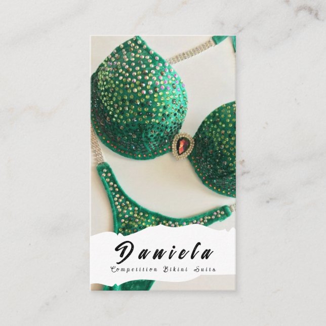 Tarjeta De Visita Competencia de fitness en bikini de cristal para b (Anverso)