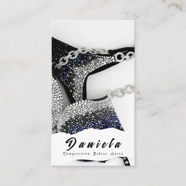 Tarjeta De Visita Competencia de fitness en bikini de cristal para b (Anverso)