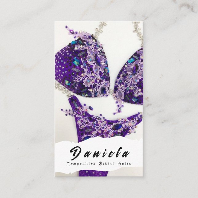 Tarjeta De Visita Competencia de fitness en bikini de cristal para b (Anverso)