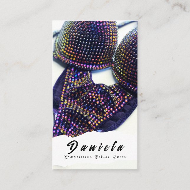 Tarjeta De Visita Competencia de fitness en bikini de cristal para l (Anverso)