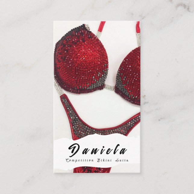 Tarjeta De Visita Competencia de fitness en bikini de cristal para l (Anverso)