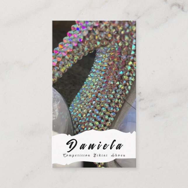 Tarjeta De Visita Competencia de fitness en bikini de cristal zapati (Anverso)
