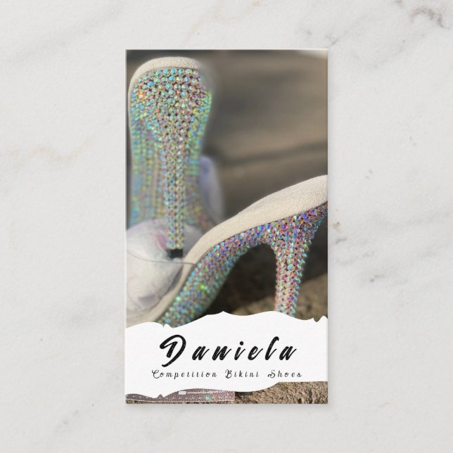 Tarjeta De Visita Competencia de fitness en bikini de cristal zapati (Anverso)