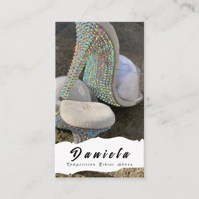 Tarjeta De Visita Competencia de fitness en bikini de cristal zapati (Anverso)