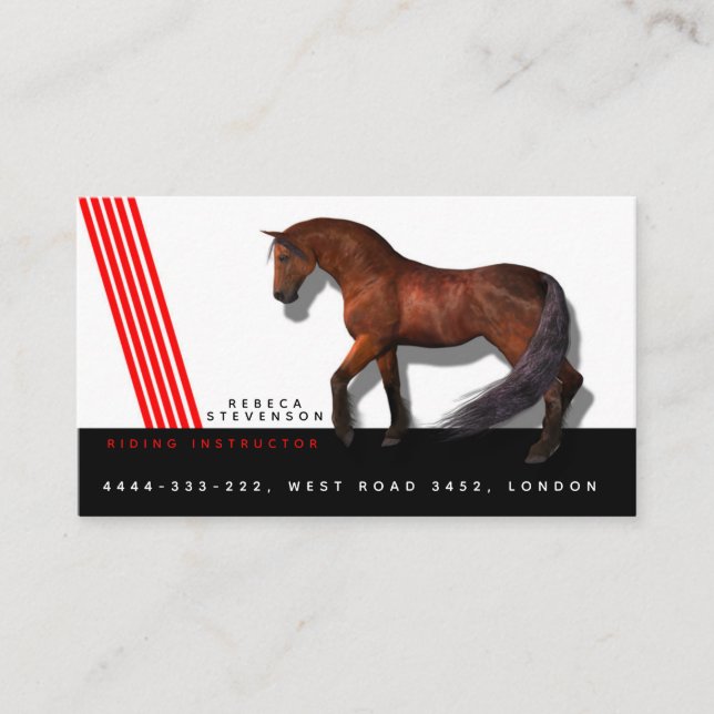 Tarjeta De Visita Competencia del caballo del instructor del coche (Anverso)
