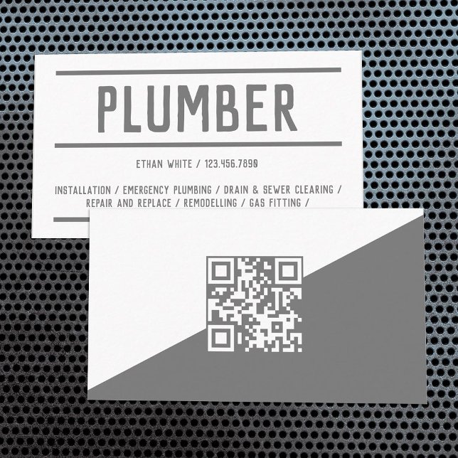 Tarjeta De Visita Complemento QR personalizado (Custom QR Plumbing Business Cards)
