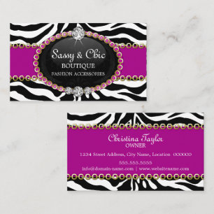 Tarjeta De Visita Complemento y joyería elegante de la cebra