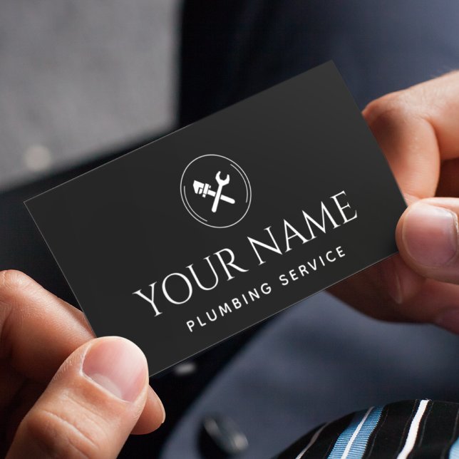 Tarjeta De Visita Completador de servicio de fontanería Handyman neg (Subido por el creador)